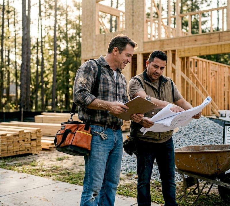 Supervisor and contractor at Jacksonville build site