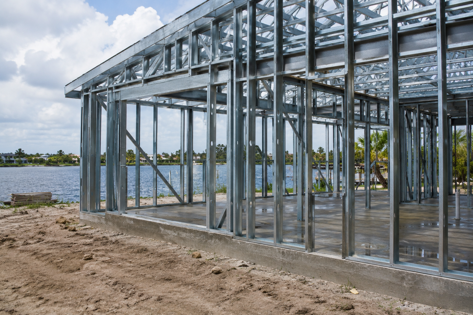 Steel stud framing installed on a Jacksonville Florida home