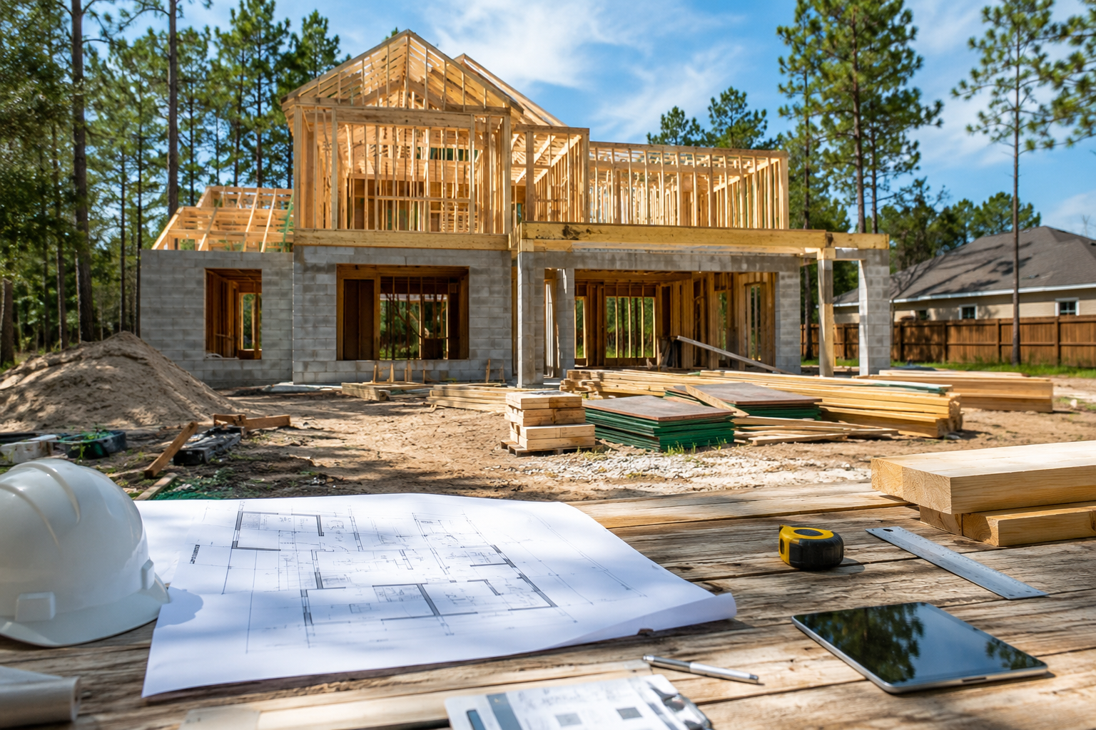 building inspector reviewing foundation work on a new home in florida