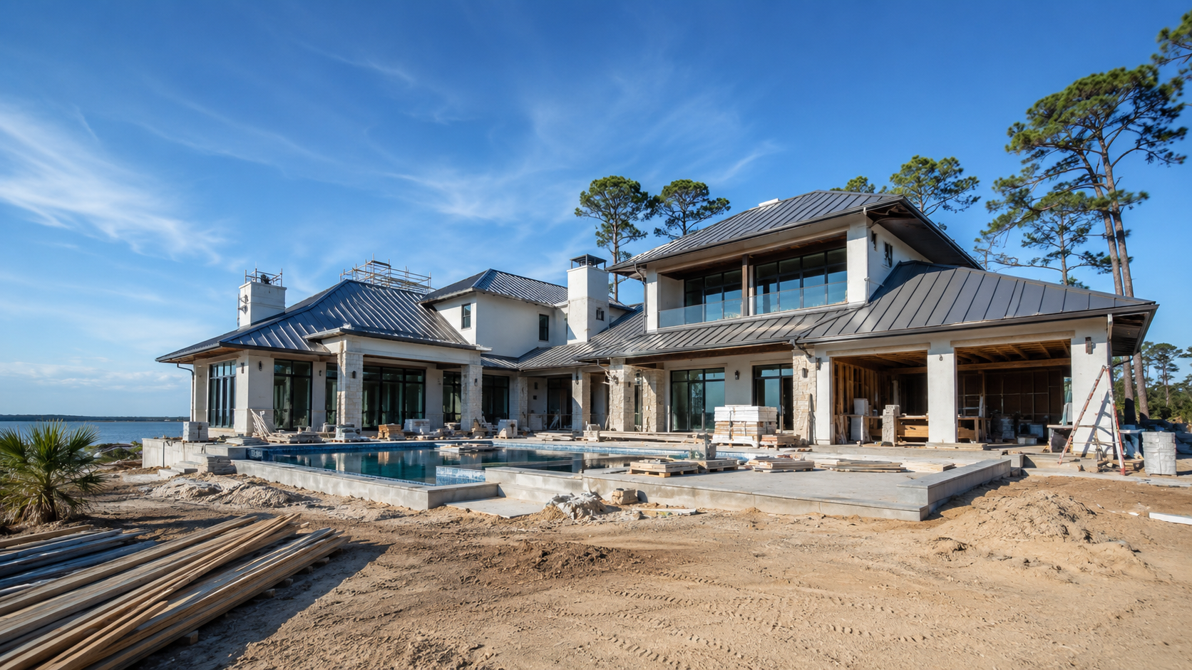 High End Home Builders Cost Guide for Jacksonville, FL high end home builders finishing a luxury coastal residence in Jacksonville FL