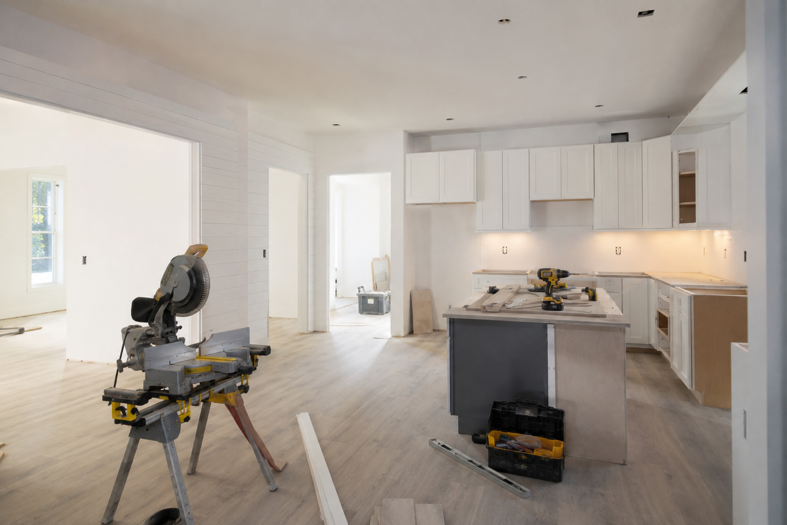 renovation contractor coordinating trades at a Jacksonville home remodeling site