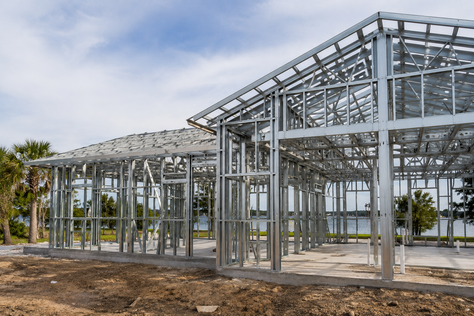 Light-gauge steel frame construction detailing in coastal Florida