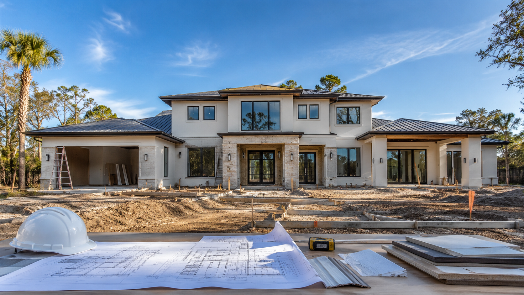 The Luxury Home Builder Process, Step by Step: From Planning to Certificate of Occupancy Jacksonville luxury home builder process walkthrough with clients reviewing custom home plans