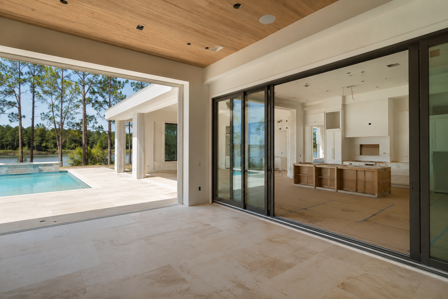 Custom luxury home framing progress illustrating a construction schedule and build timeline