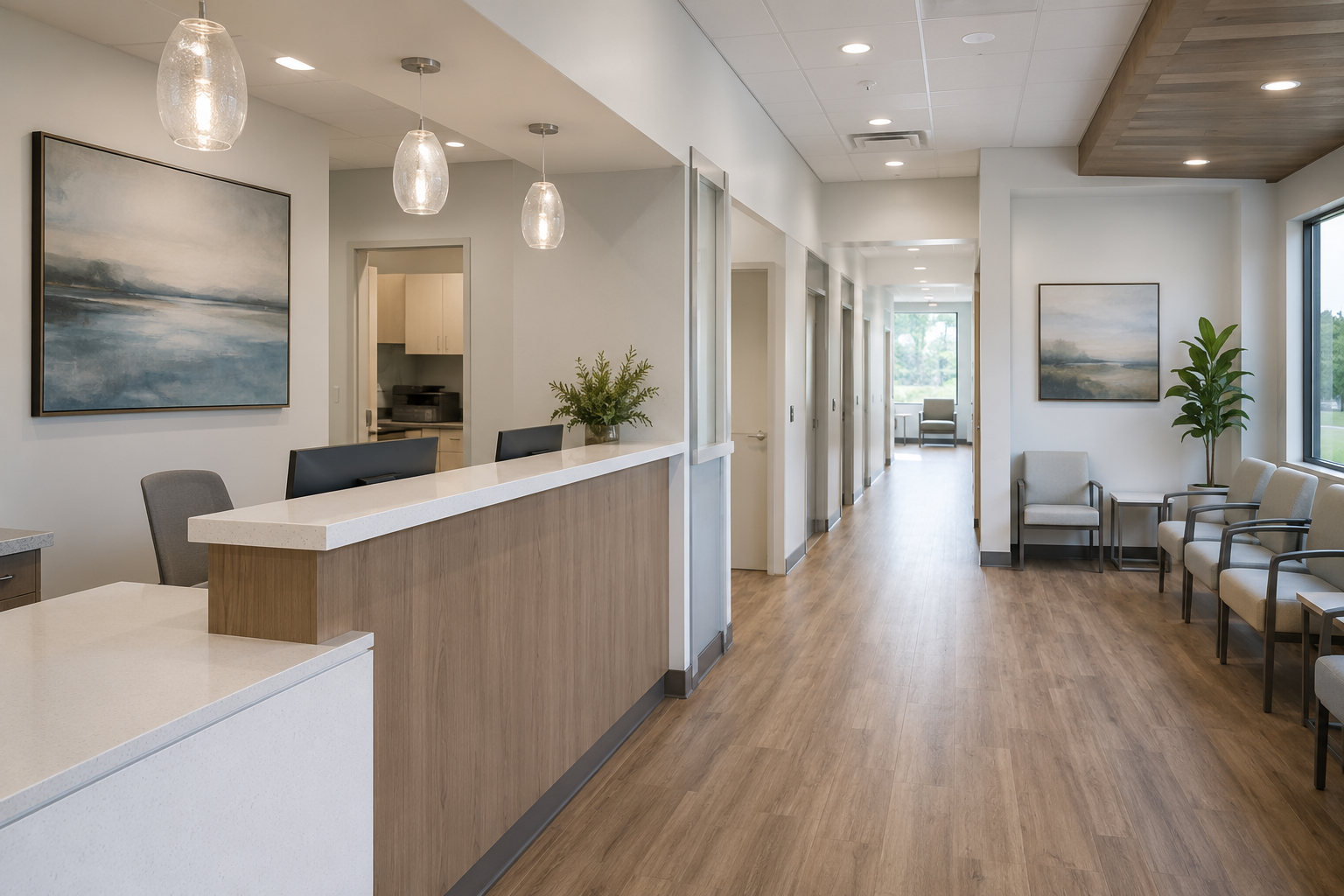 Medical & Dental Office Build-Out in Jacksonville, FL Contractor reviewing medical office build-out materials and finishes in Jacksonville