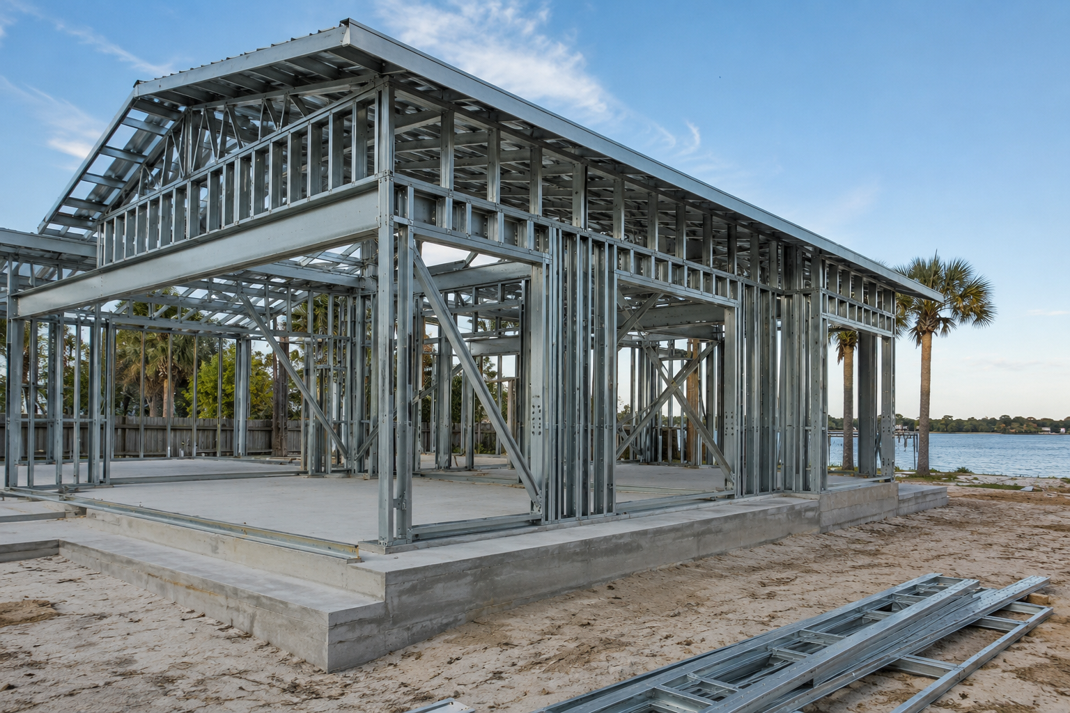 prefabricated cold-formed steel panels ready for erection in Northeast Florida