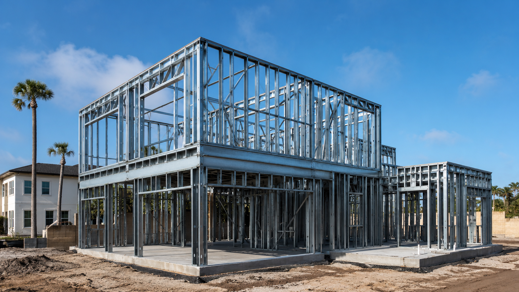 steel frame homes timeline shown on a Jacksonville FL job site schedule