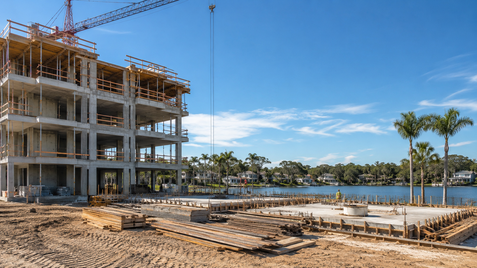 Apartment builder tracking the construction schedule on a Jacksonville multifamily project