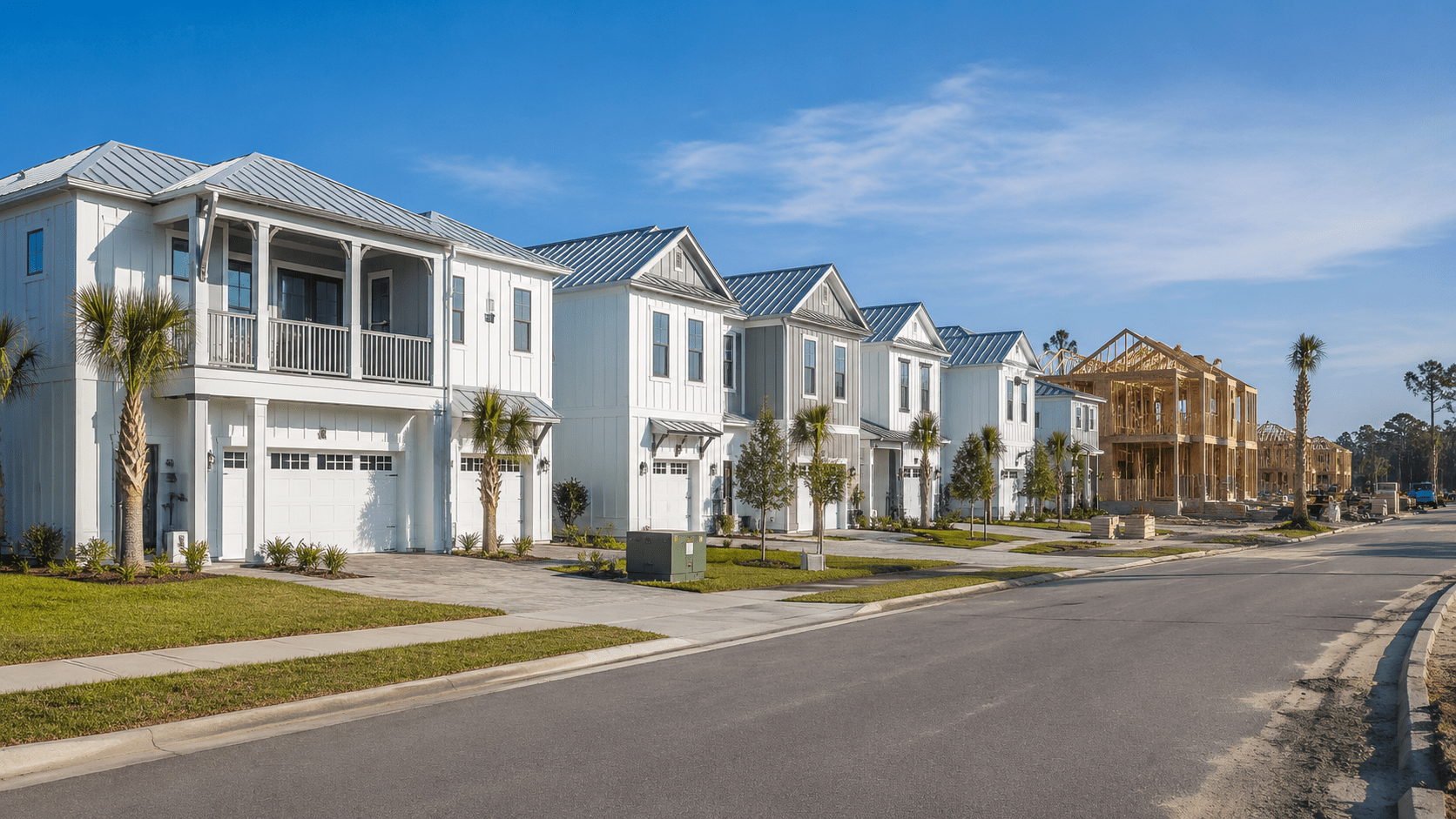 Build to Rent Builder Versus the Alternatives: When It Is the Cheaper Path in Jacksonville Build to rent community under construction in Jacksonville with repeated single-family rental units