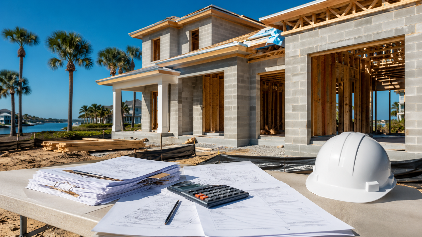 Construction loan draw schedule inspection at a custom home build in Northeast Florida