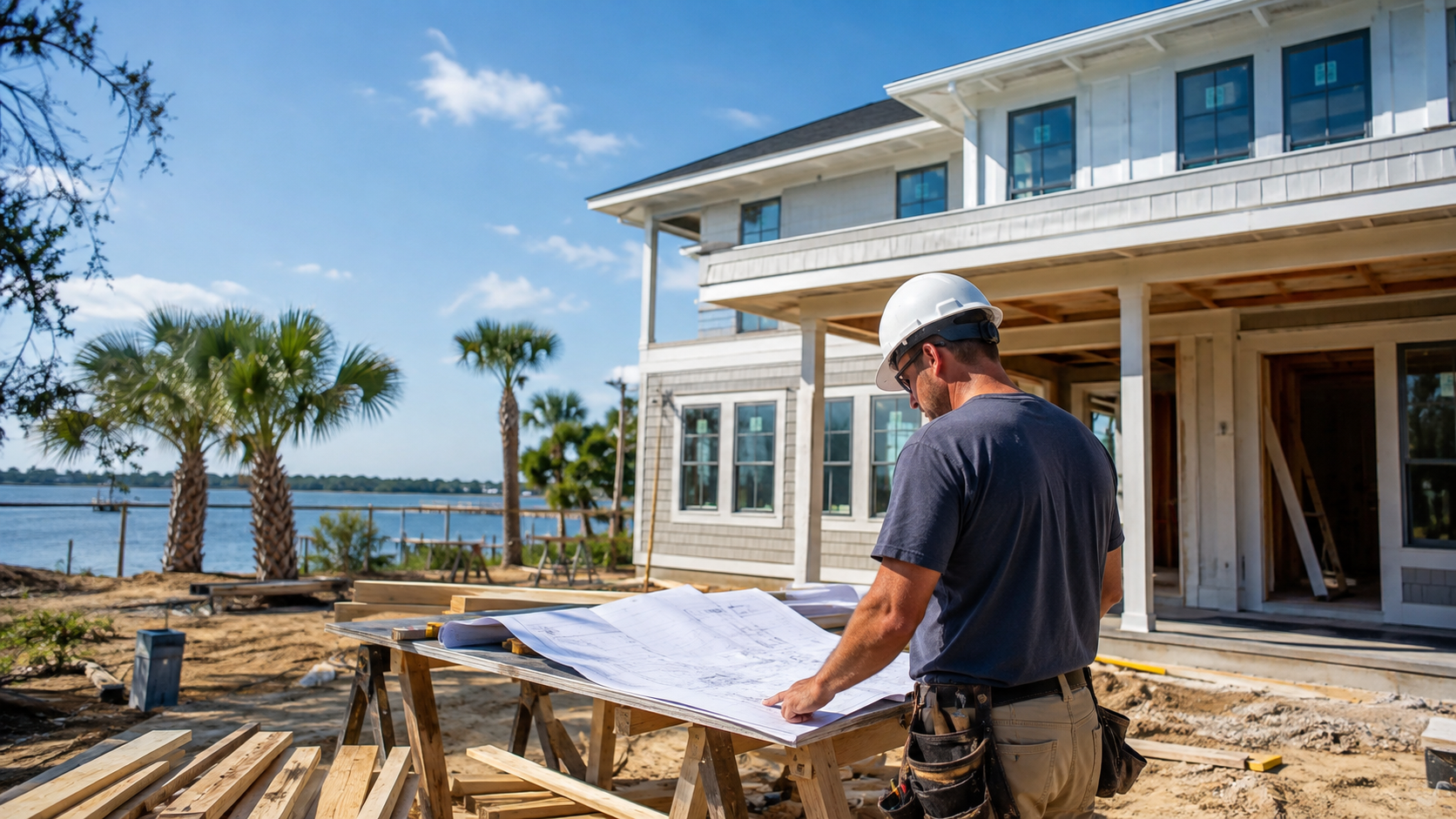 Contractor for Home Renovation Draw Schedule: How Florida Lender Requirements Work Contractor for home renovation reviewing a draw schedule with a Florida lender inspection report