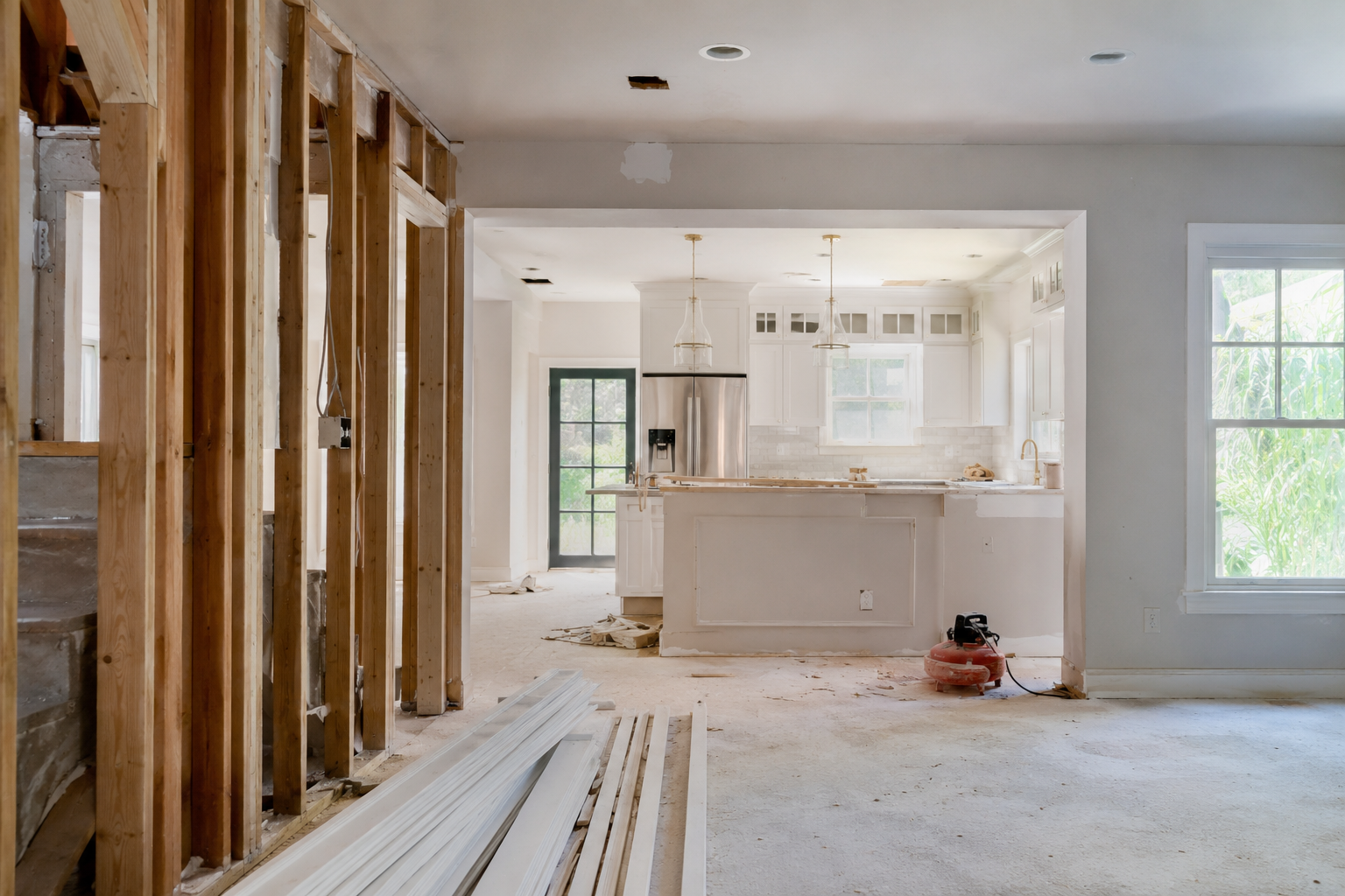 Contractor for Home Renovation Permit Requirements in Duval County: What Needs a Permit and How Long It Takes Whole home renovation under way in Duval County with structural and mechanical work in progress