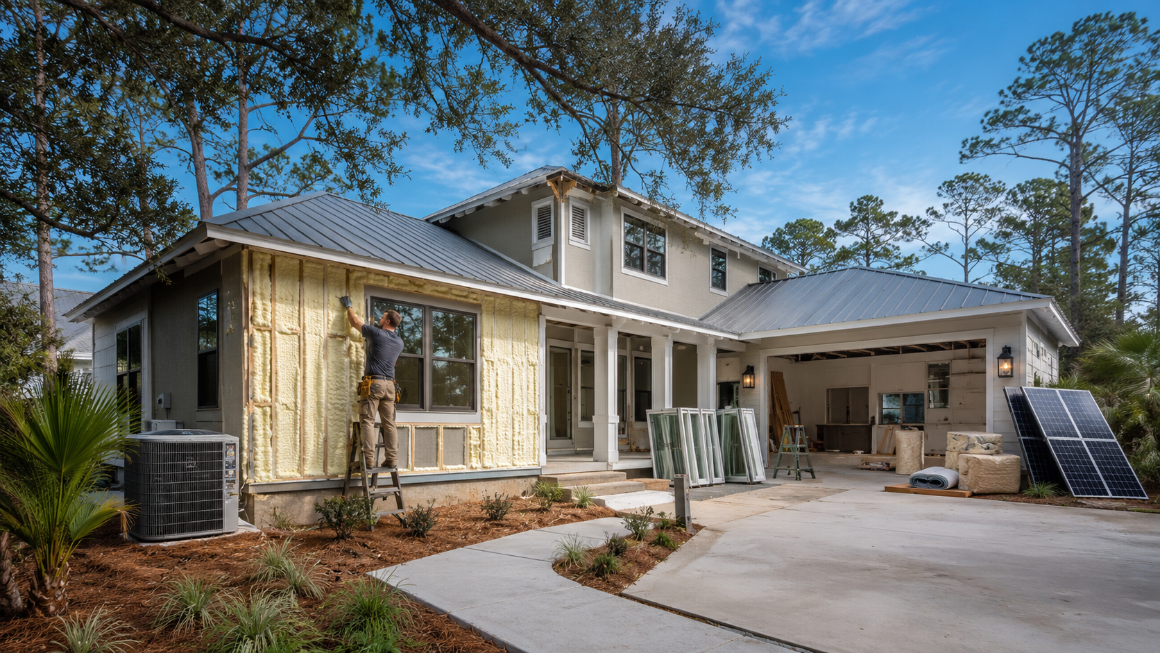 Full House Remodeling Energy Efficiency in Florida's Climate Zone 2: What Pays Back First Full house remodeling energy efficiency upgrades underway on a Jacksonville, Florida home in climate zone 2