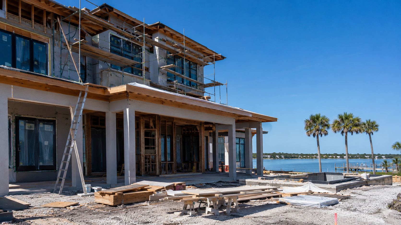 High End Home Builders Draw Schedule: How Florida Lender Draws Work and What Delays Them High end home builders draw schedule inspection at a luxury custom home under construction in Jacksonville, Florida