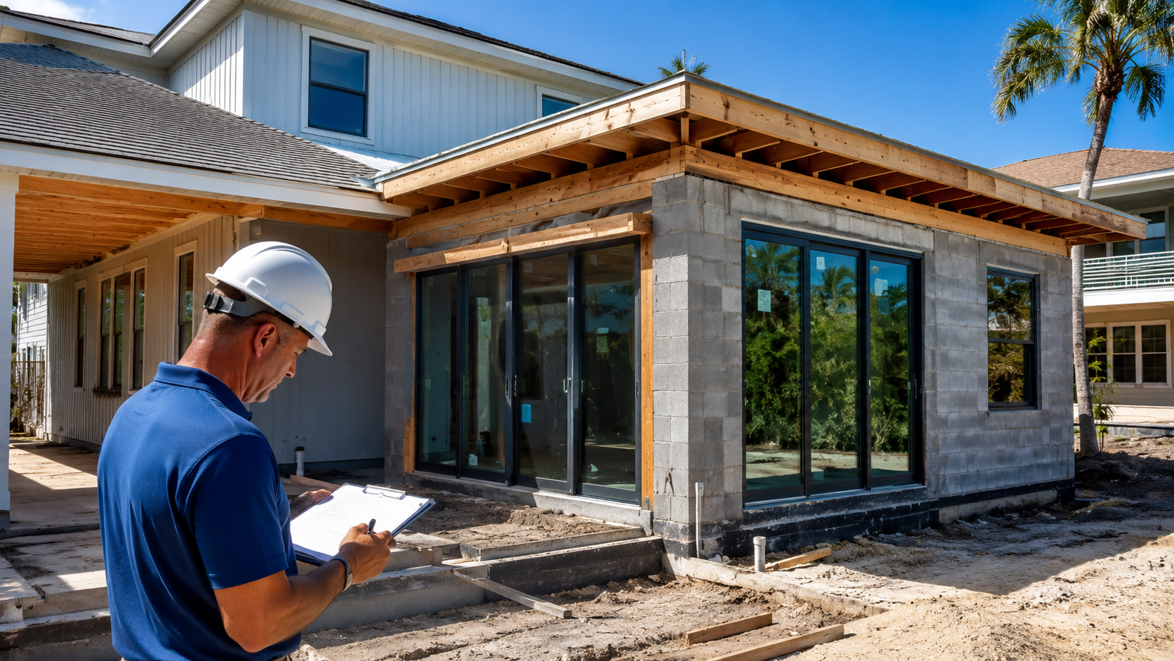 Home Addition Builders Near Me: The Inspections That Fail Most in Jacksonville Home addition builders near me inspection failures being reviewed at the structural tie-in of a Jacksonville home addition