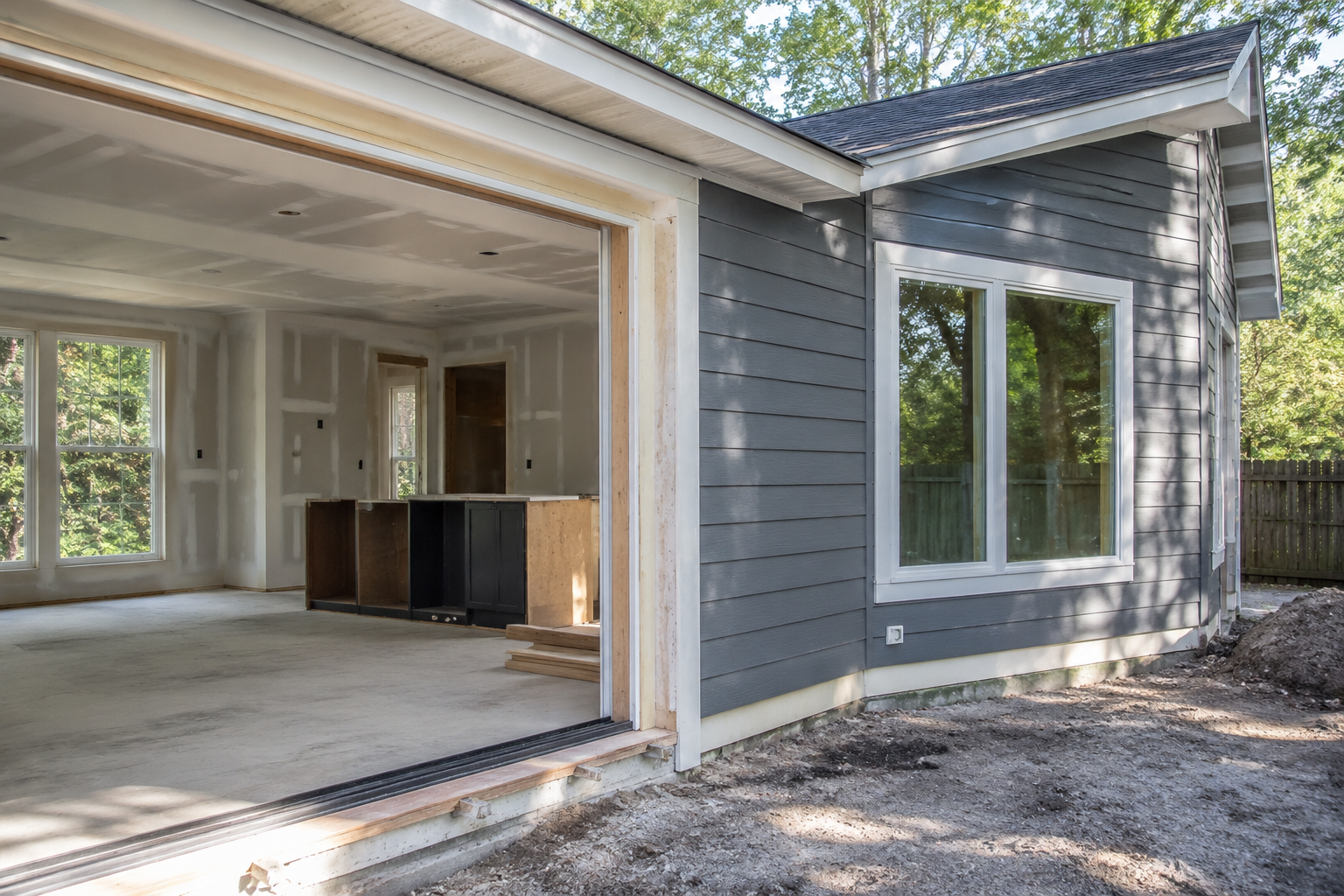 Home Addition Contractors Near Me Versus Alternatives: When Adding On Beats Moving in Jacksonville New room addition framing tied into an existing Northeast Florida home during construction