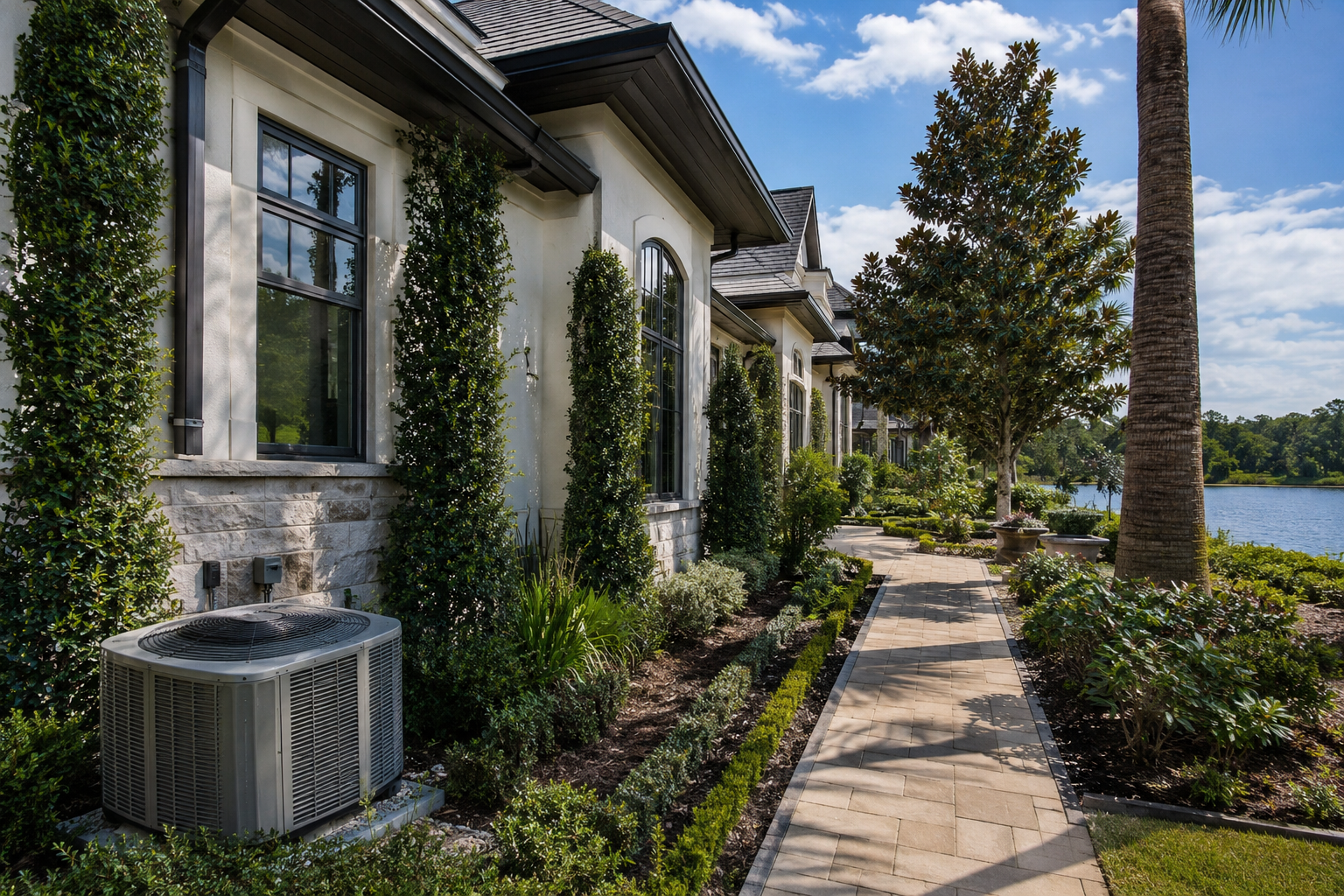 Luxury Custom Home Builders Long Term Maintenance in Florida Humidity and Salt Air: What the Handover Package Must Cover Coastal corrosion maintenance on exterior metal hardware and mechanical equipment at a luxury custom home near the Atlantic in Northeast Florida