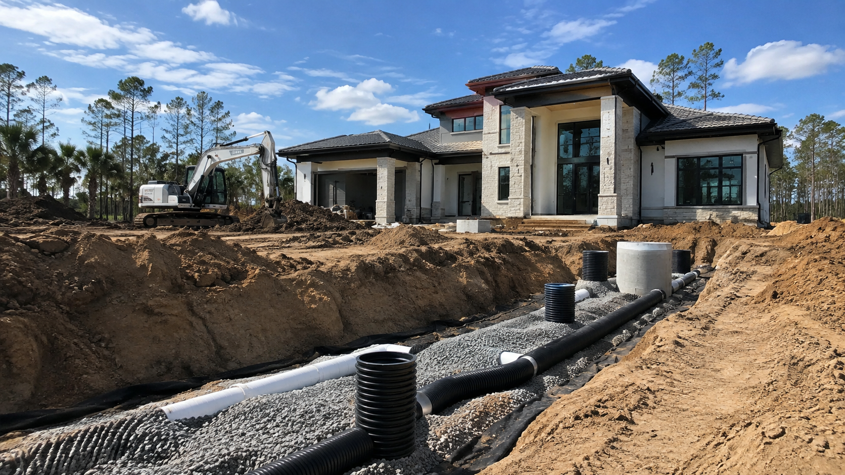 Luxury Custom Home Builders Soil and Drainage on Northeast Florida Lots Luxury custom home builders soil and drainage assessment on a Northeast Florida building lot