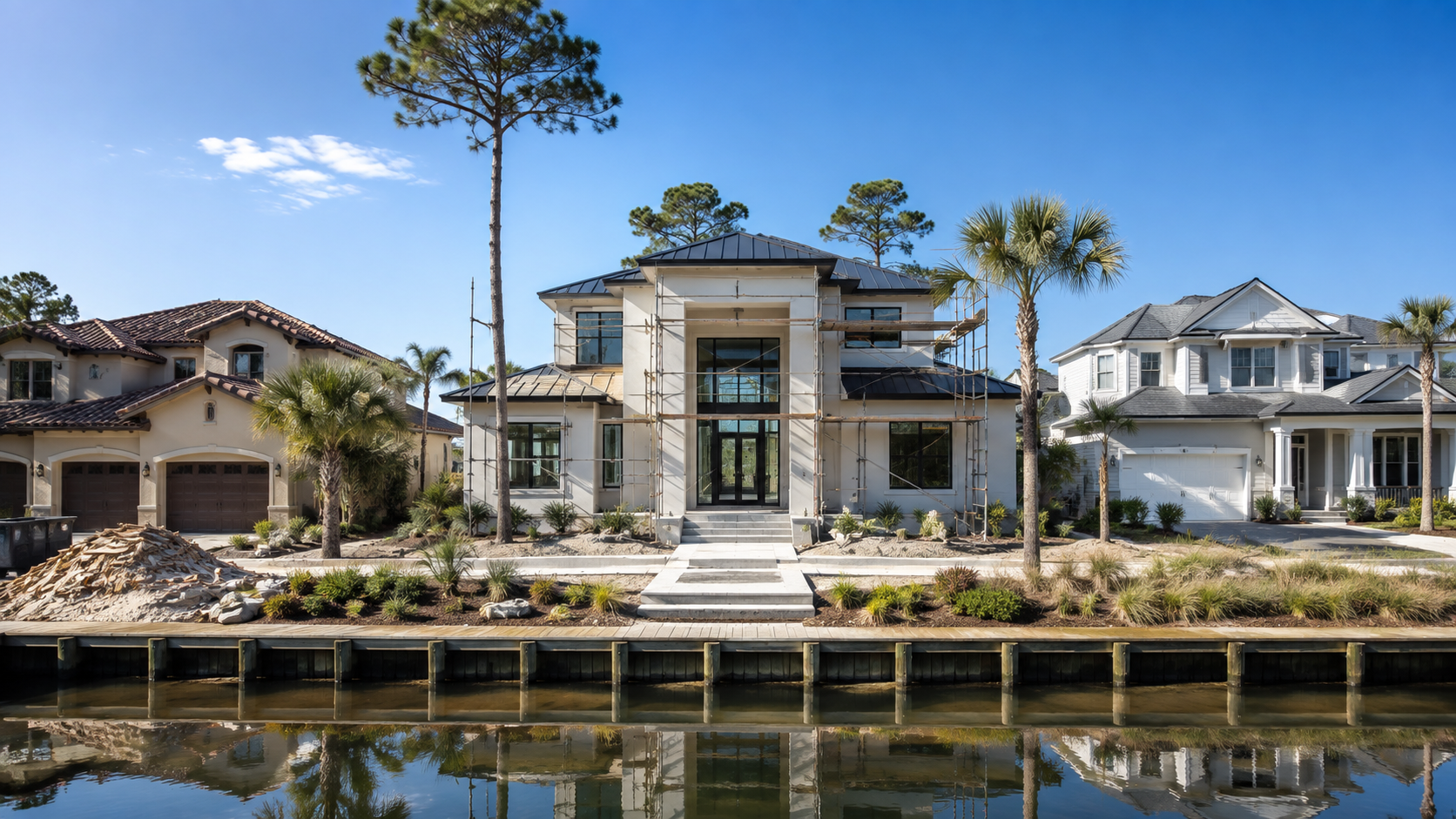 Luxury Custom Home Builders Versus the Alternatives: When Custom Costs Less in Jacksonville Luxury custom home builders versus alternatives comparison at a high-end Jacksonville home under construction