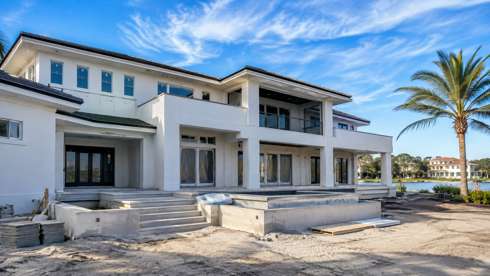 Luxury Custom Home Builders Wind Mitigation: Jacksonville Code and What It Saves on Coverage Luxury custom home builders wind mitigation detailing at a high-value coastal residence under construction in Jacksonville, Florida