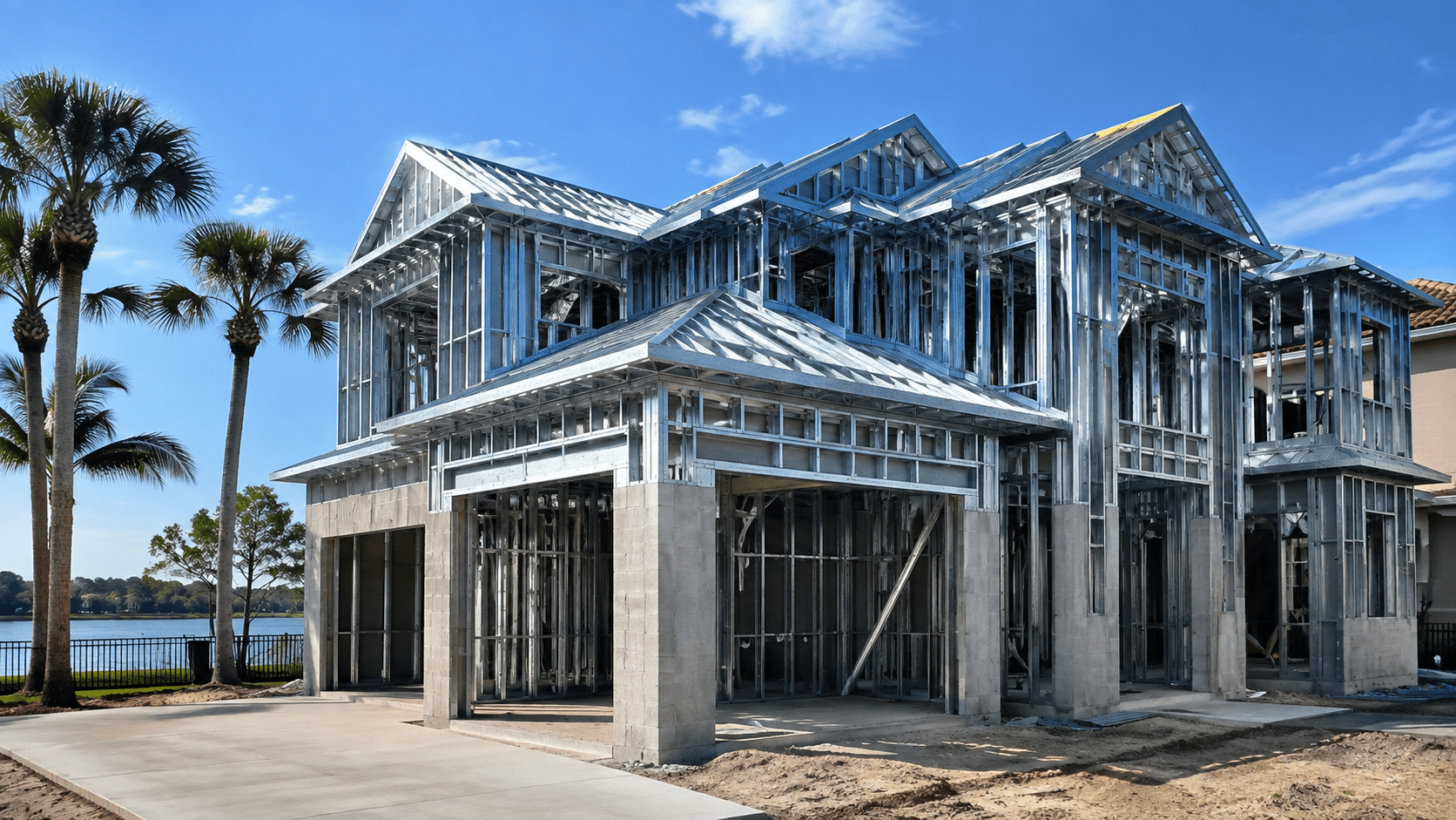 Metal Frame Homes Insurance Impact in Florida: What Actually Moves Your Premium Metal frame homes insurance impact illustrated by light gauge steel framing on a Florida residential build