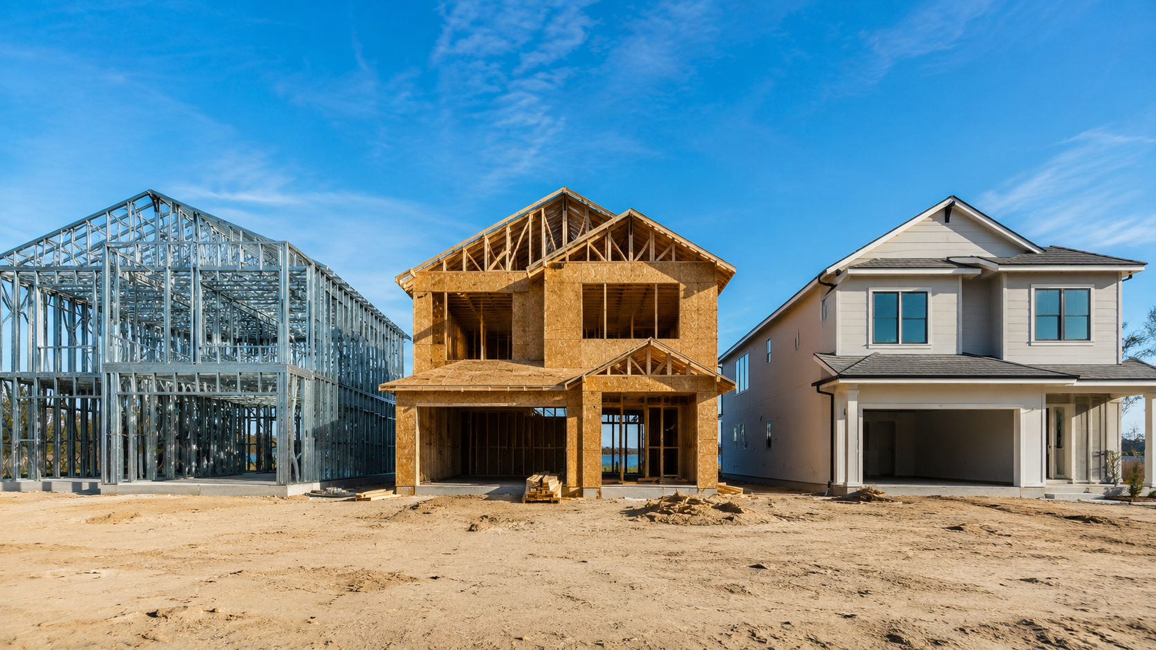 Metal frame homes compared with alternatives during steel framing of a Jacksonville residence