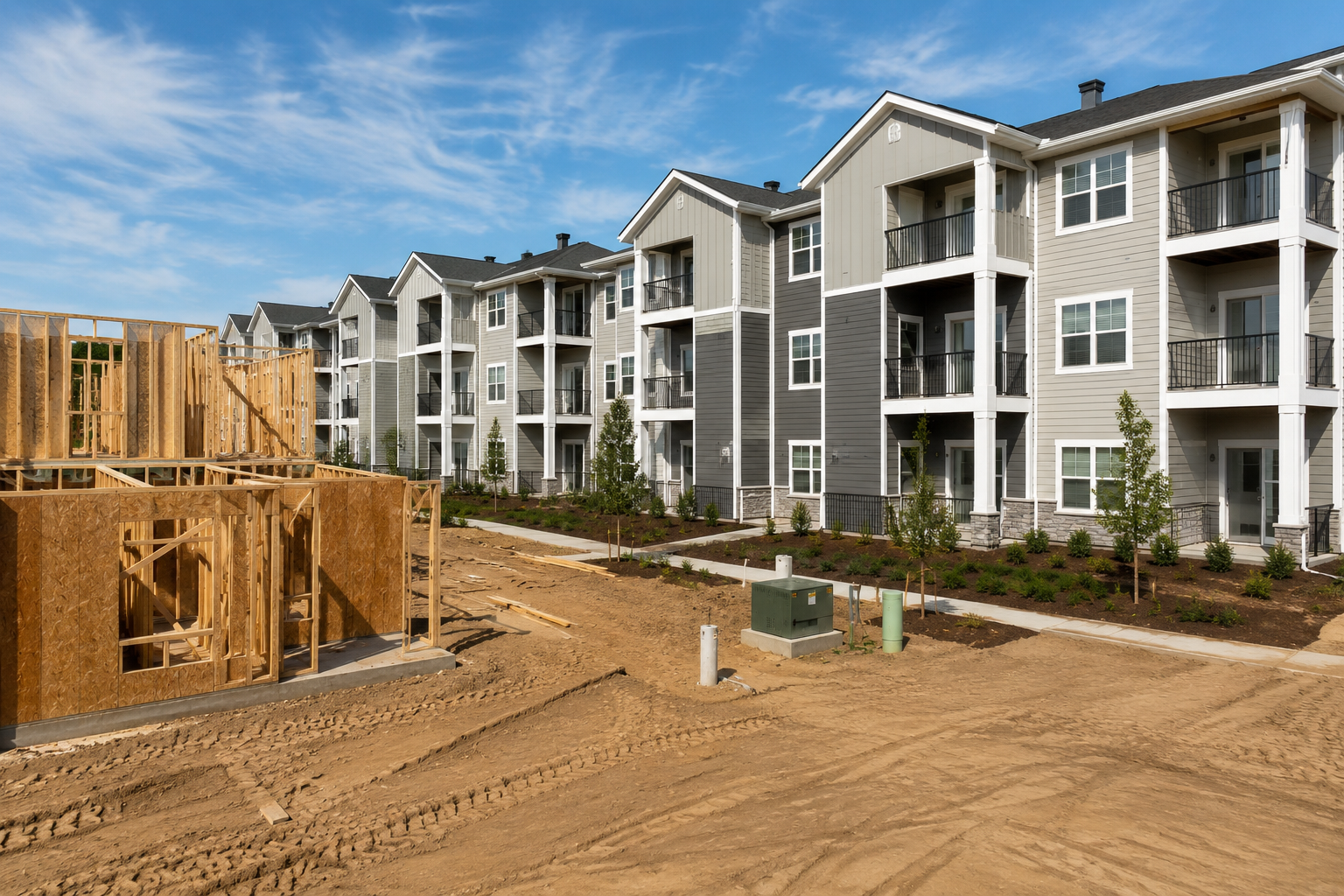 Apartment community site work and framing managed by a multifamily builder in Northeast Florida