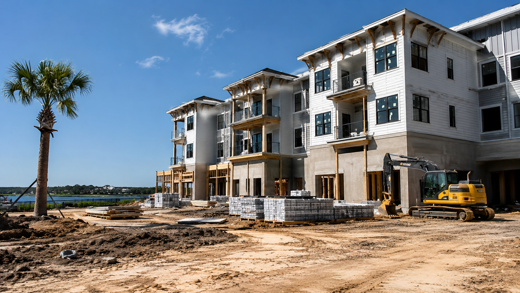 Multifamily builder overseeing an apartment building under construction in Jacksonville, Florida