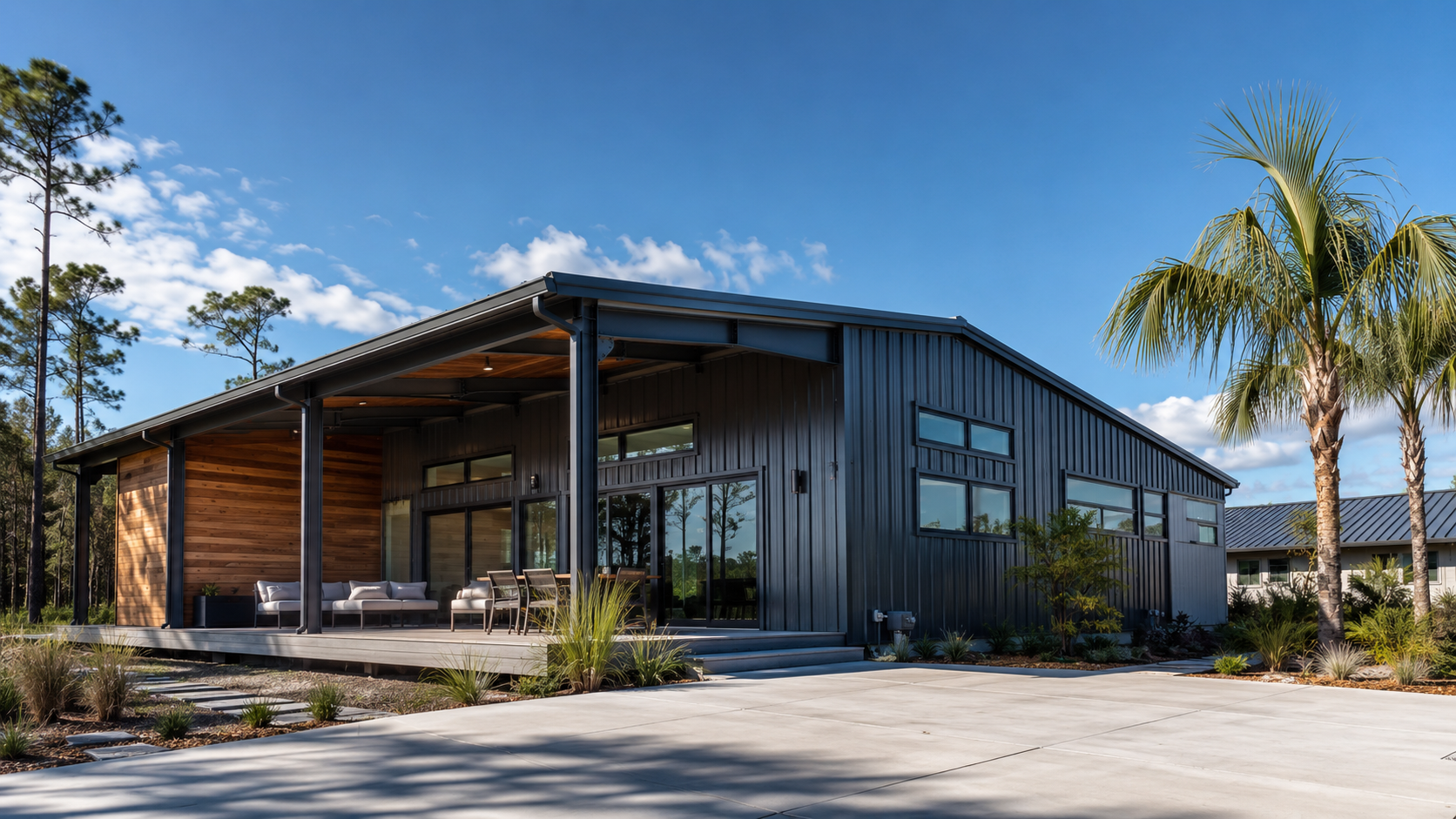 Steel Building House Costs in Jacksonville, FL: Engineering and Permits Engineered drawings and permit review for a steel building house in Jacksonville, FL