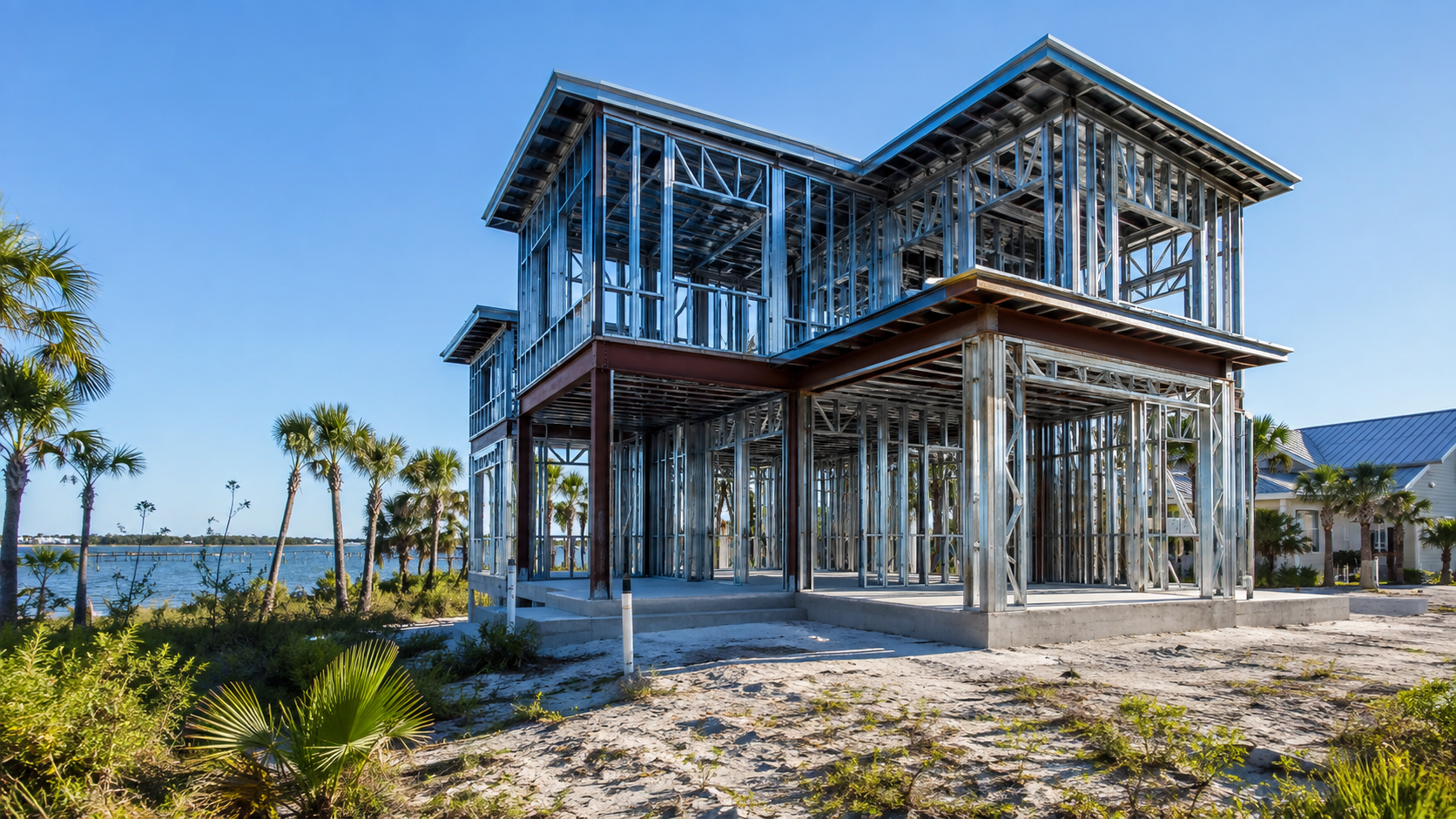 Steel Built Homes in Jacksonville, FL: Lifetime Cost of Ownership Durable steel built homes construction underway in Jacksonville, FL